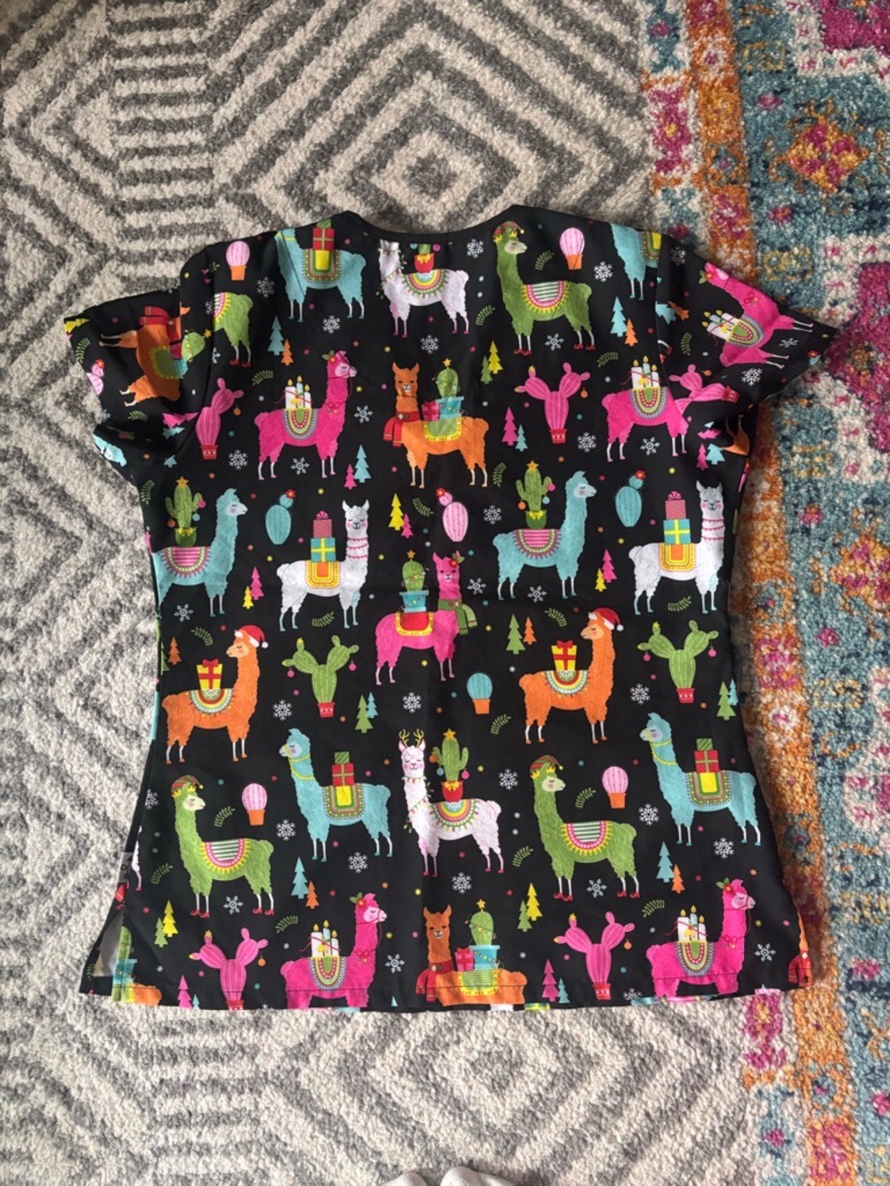 Ava Therese Holiday Llama scrub top - Picture 4 of 4